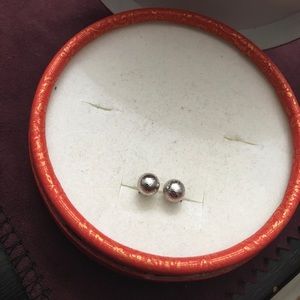 Natural Muonionalusta Meteorite 6mm Studs Earring Pair Pierced 925 Silver Unisex